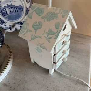 Birdhouse lamp hand painted